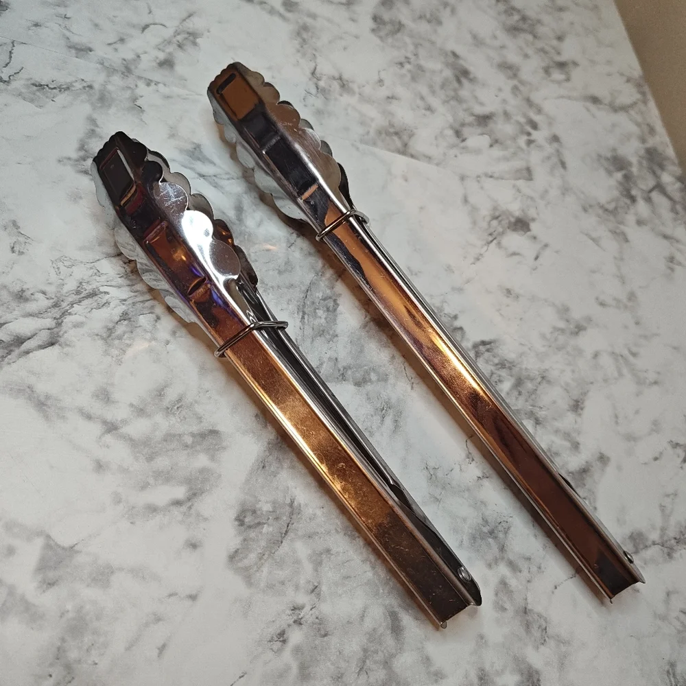 Set of 2 Stainless Steel Kitchen Tongs Grill Chefstyle